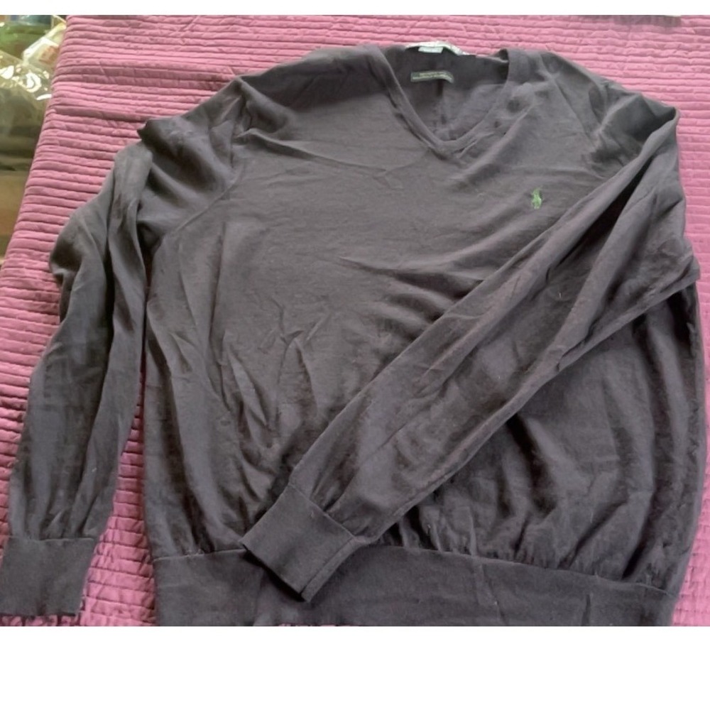 Polo Ralph Lauren Mens SlV Neck 100% Merino Wool Sweater Size XXL‎ Dark Gray